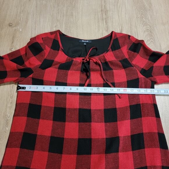 Madewell Size Medium Signal Buffalo Check Plaid Tunic Dress Wool Blend Gingham - Picture 9 of 9